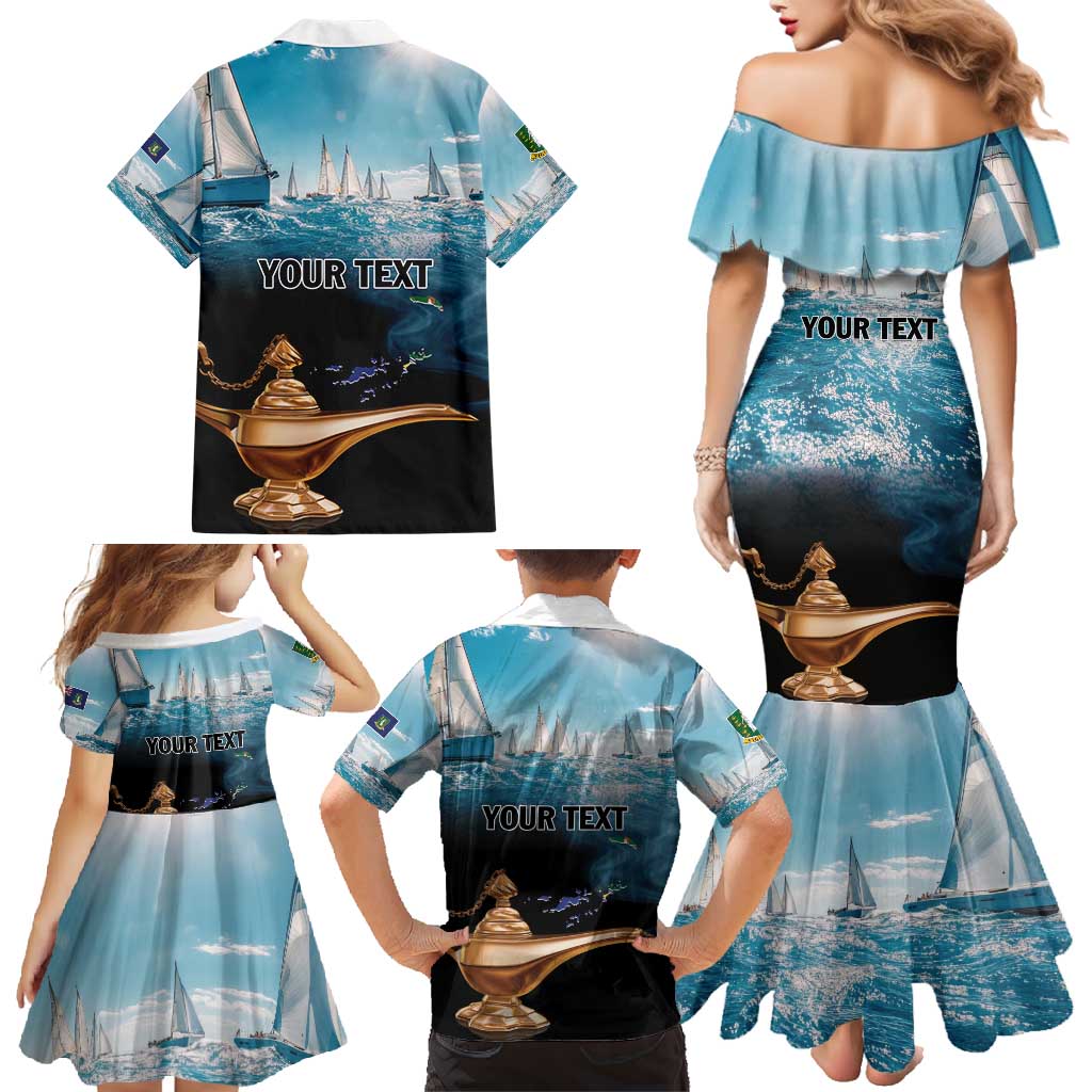 Personalised British Virgin Islands Family Matching Mermaid Dress and Hawaiian Shirt Vigilate Golden Lamps - Wonder Print Shop