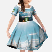 Personalised British Virgin Islands Family Matching Off The Shoulder Long Sleeve Dress and Hawaiian Shirt Vigilate Golden Lamps