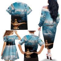 Personalised British Virgin Islands Family Matching Off The Shoulder Long Sleeve Dress and Hawaiian Shirt Vigilate Golden Lamps