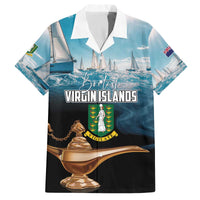 Personalised British Virgin Islands Family Matching Off The Shoulder Long Sleeve Dress and Hawaiian Shirt Vigilate Golden Lamps