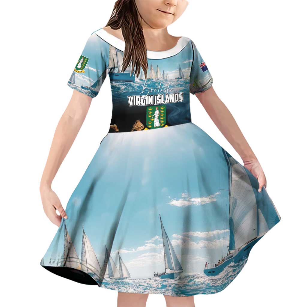 Personalised British Virgin Islands Family Matching Off Shoulder Short Dress and Hawaiian Shirt Vigilate Golden Lamps - Wonder Print Shop