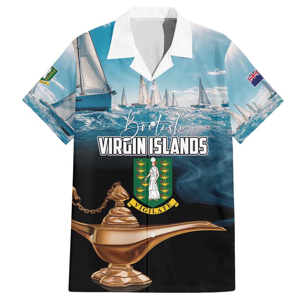 Personalised British Virgin Islands Family Matching Off Shoulder Short Dress and Hawaiian Shirt Vigilate Golden Lamps - Wonder Print Shop