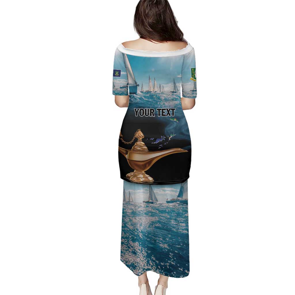 Personalised British Virgin Islands Family Matching Puletasi and Hawaiian Shirt Vigilate Golden Lamps