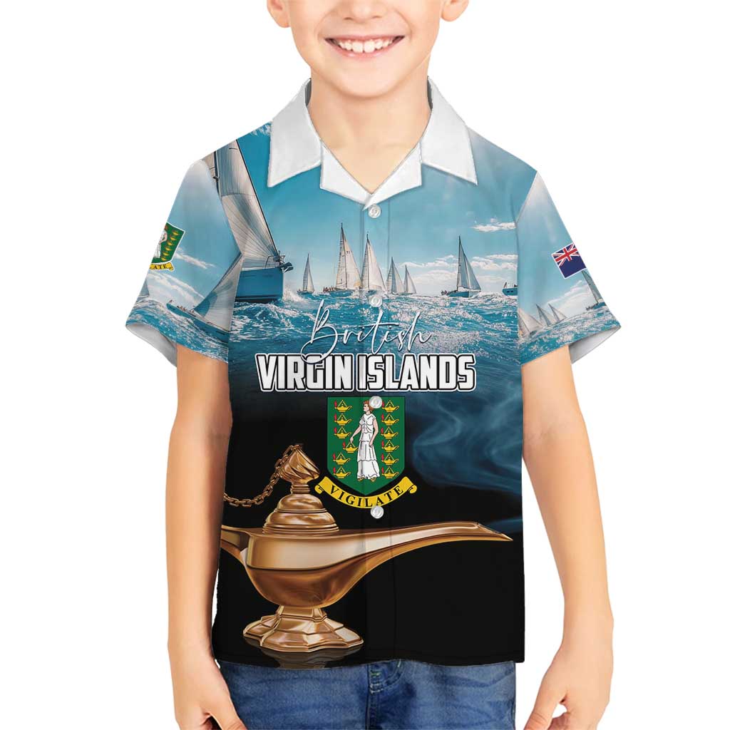 Personalised British Virgin Islands Family Matching Puletasi and Hawaiian Shirt Vigilate Golden Lamps