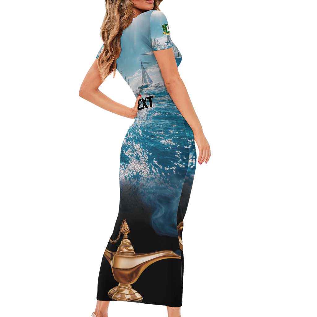 Personalised British Virgin Islands Family Matching Short Sleeve Bodycon Dress and Hawaiian Shirt Vigilate Golden Lamps - Wonder Print Shop