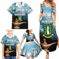 Personalised British Virgin Islands Family Matching Summer Maxi Dress and Hawaiian Shirt Vigilate Golden Lamps - Wonder Print Shop