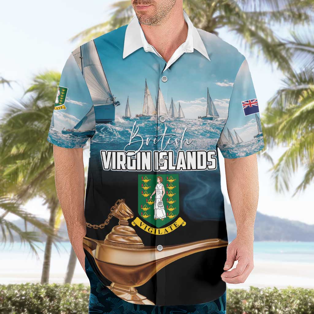 Personalised British Virgin Islands Hawaiian Shirt Vigilate Golden Lamps - Wonder Print Shop