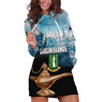 Personalised British Virgin Islands Hoodie Dress Vigilate Golden Lamps - Wonder Print Shop