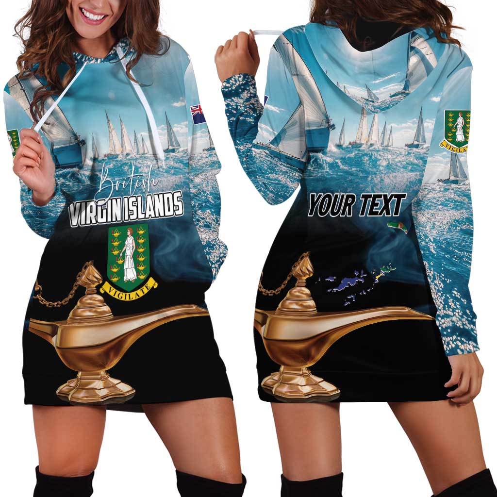 Personalised British Virgin Islands Hoodie Dress Vigilate Golden Lamps - Wonder Print Shop