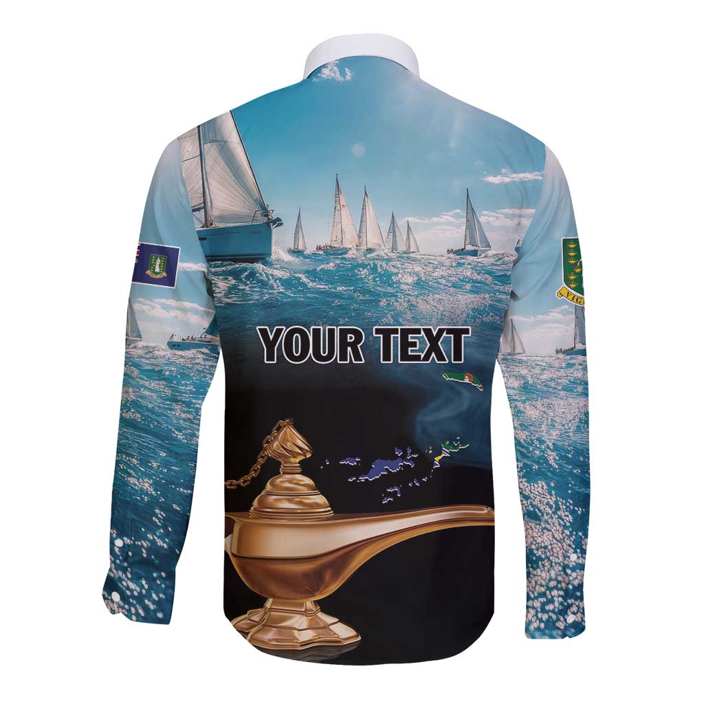 Personalised British Virgin Islands Long Sleeve Button Shirt Vigilate Golden Lamps