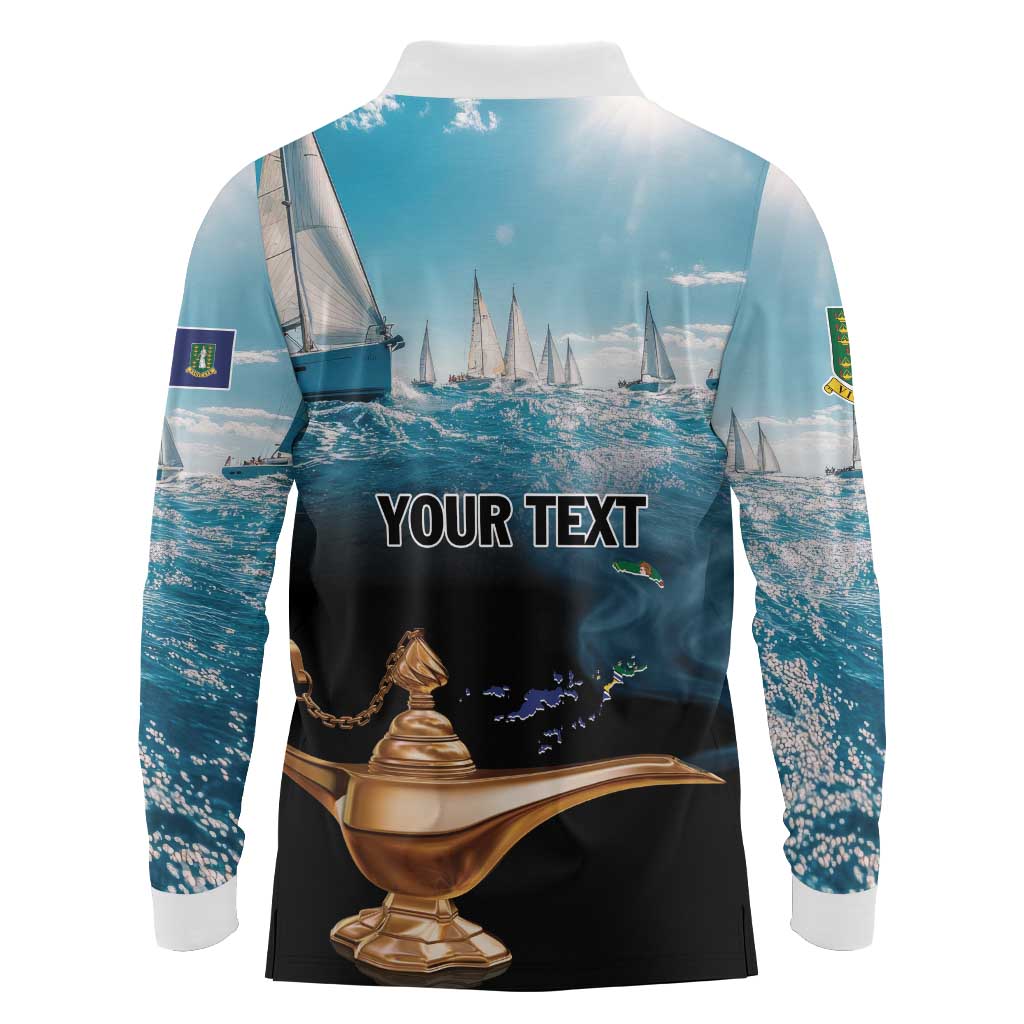 Personalised British Virgin Islands Long Sleeve Polo Shirt Vigilate Golden Lamps - Wonder Print Shop