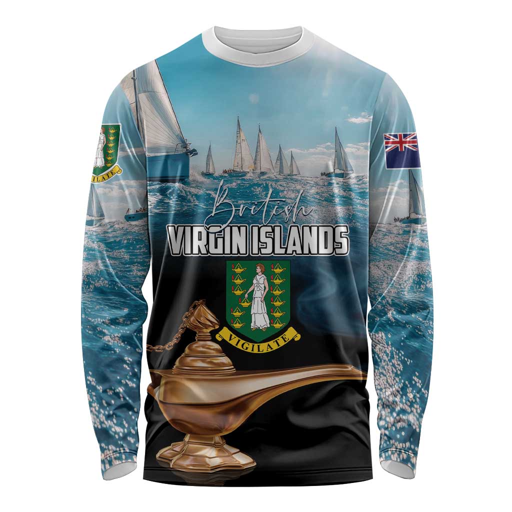 Personalised British Virgin Islands Long Sleeve Shirt Vigilate Golden Lamps - Wonder Print Shop
