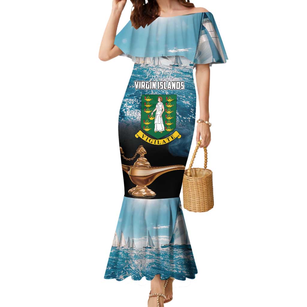 Personalised British Virgin Islands Mermaid Dress Vigilate Golden Lamps - Wonder Print Shop