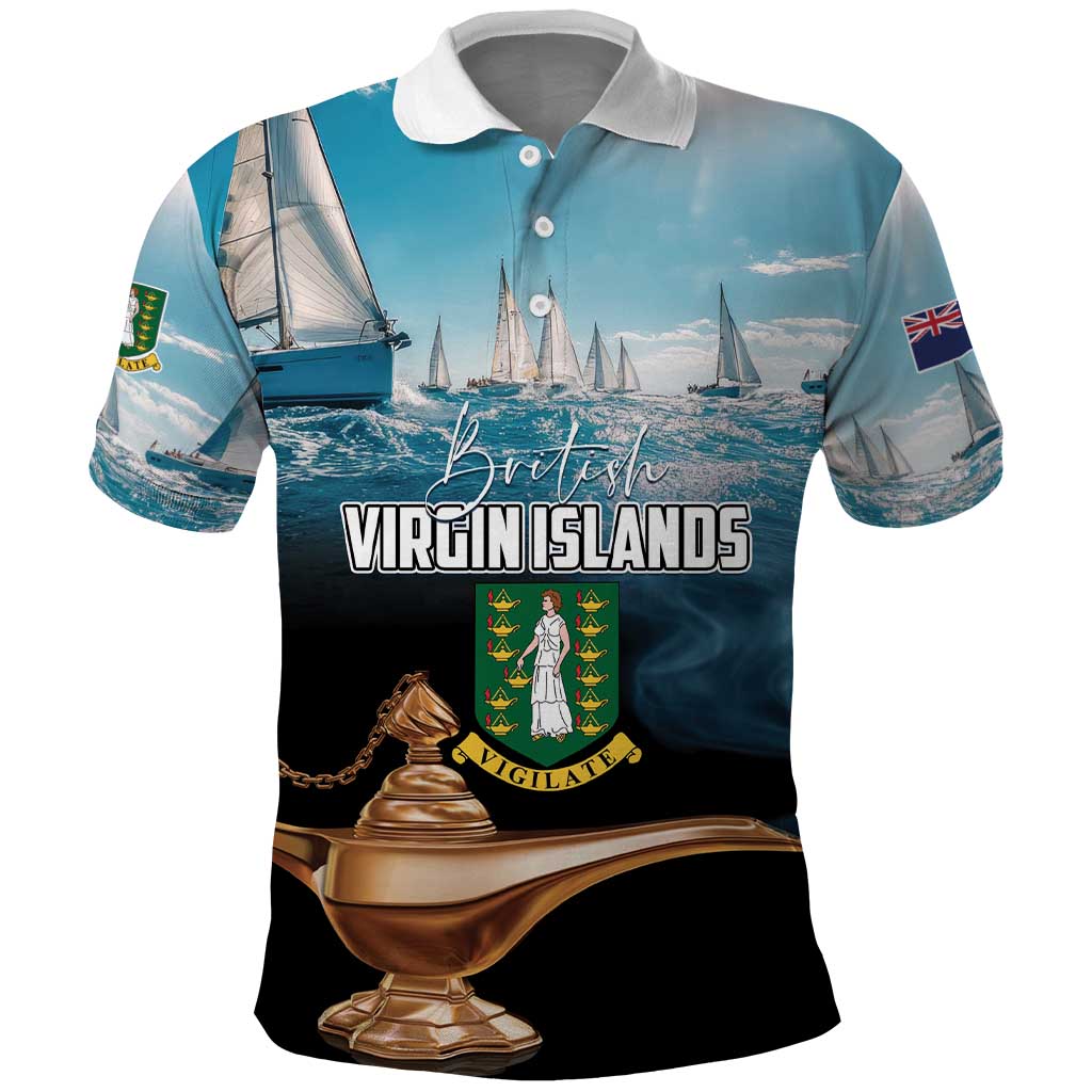 Personalised British Virgin Islands Polo Shirt Vigilate Golden Lamps - Wonder Print Shop