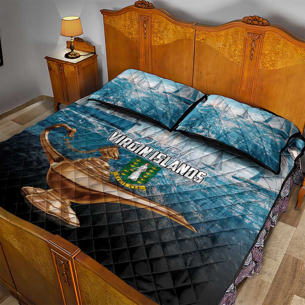British Virgin Islands Quilt Bed Set Vigilate Golden Lamps - Wonder Print Shop