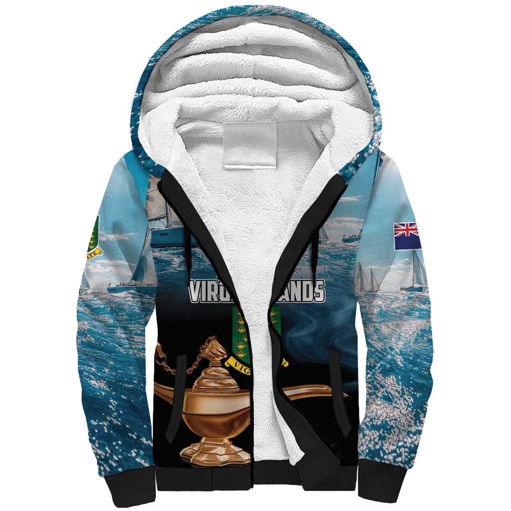 Personalised British Virgin Islands Sherpa Hoodie Vigilate Golden Lamps - Wonder Print Shop