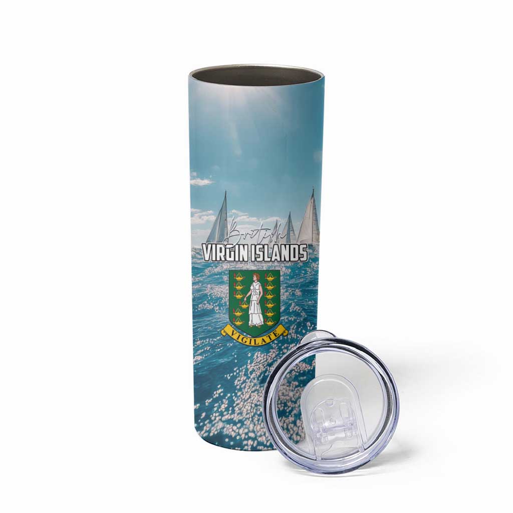 Personalised British Virgin Islands Skinny Tumbler Vigilate Golden Lamps - Wonder Print Shop