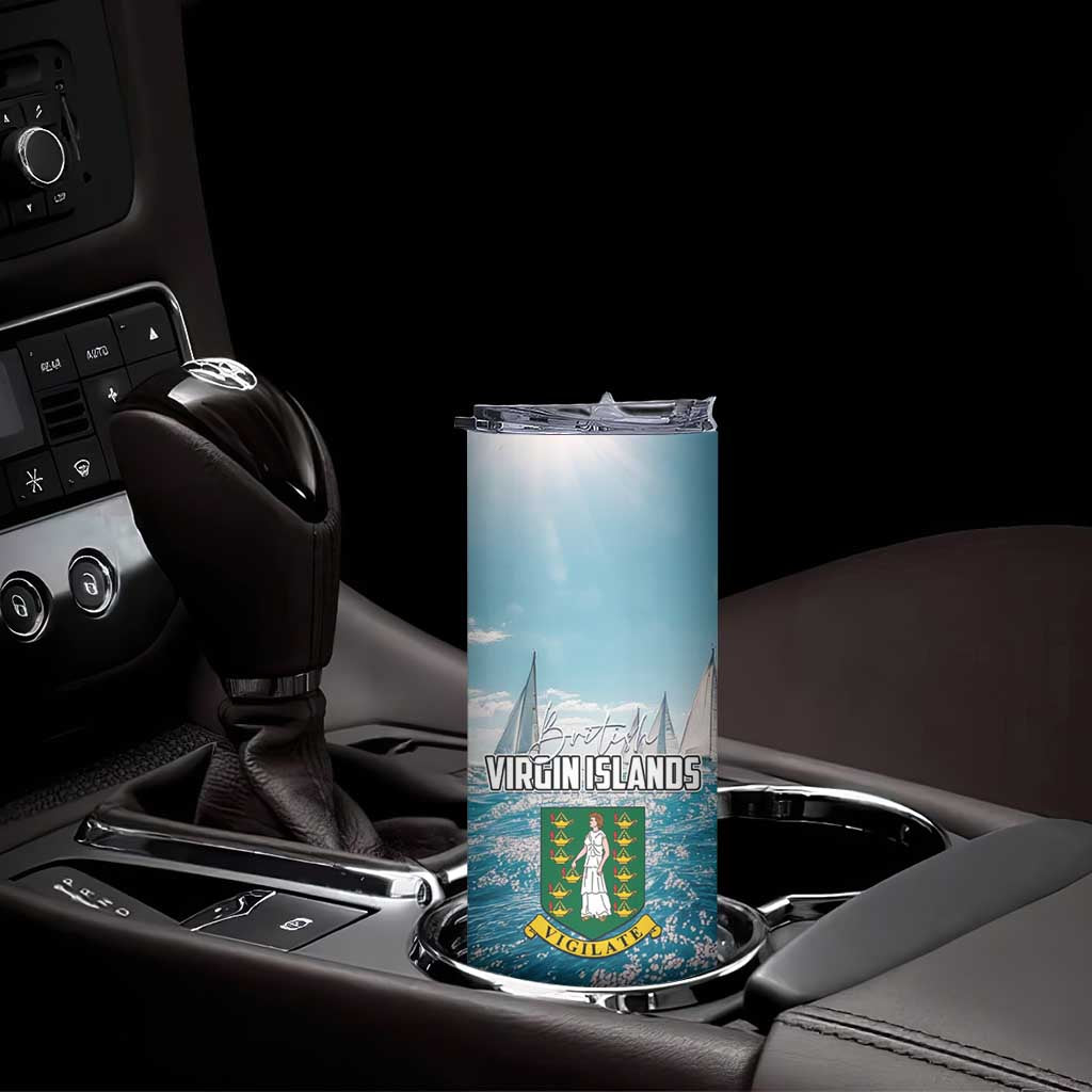 Personalised British Virgin Islands Skinny Tumbler Vigilate Golden Lamps - Wonder Print Shop
