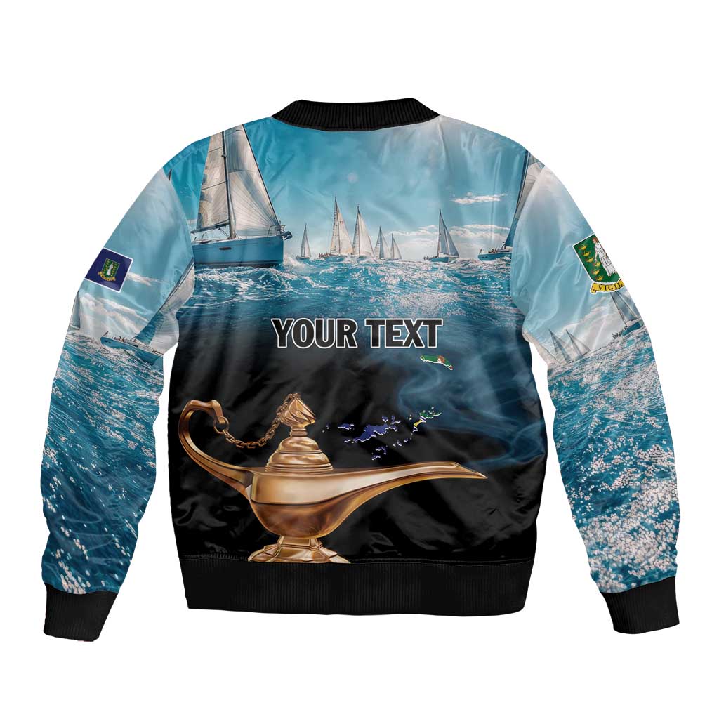 Personalised British Virgin Islands Sleeve Zip Bomber Jacket Vigilate Golden Lamps - Wonder Print Shop