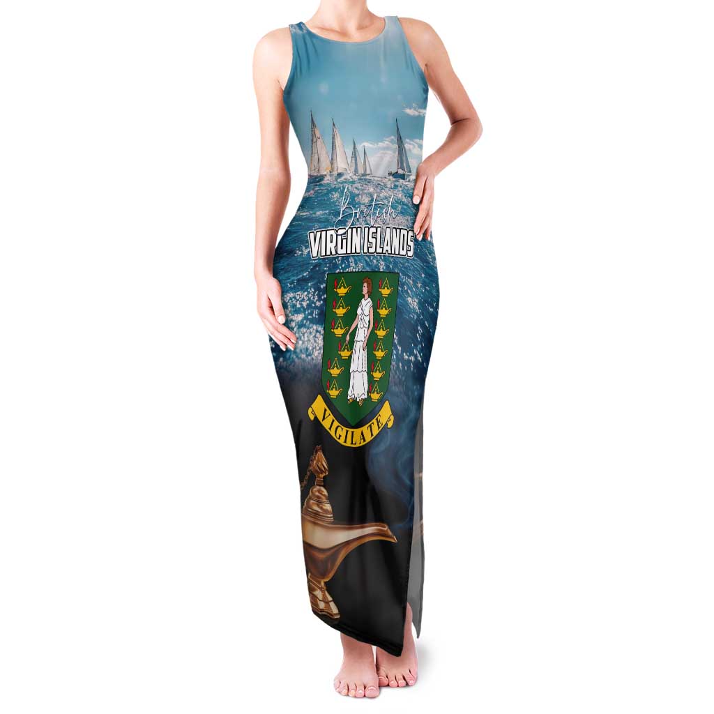 Personalised British Virgin Islands Tank Maxi Dress Vigilate Golden Lamps - Wonder Print Shop