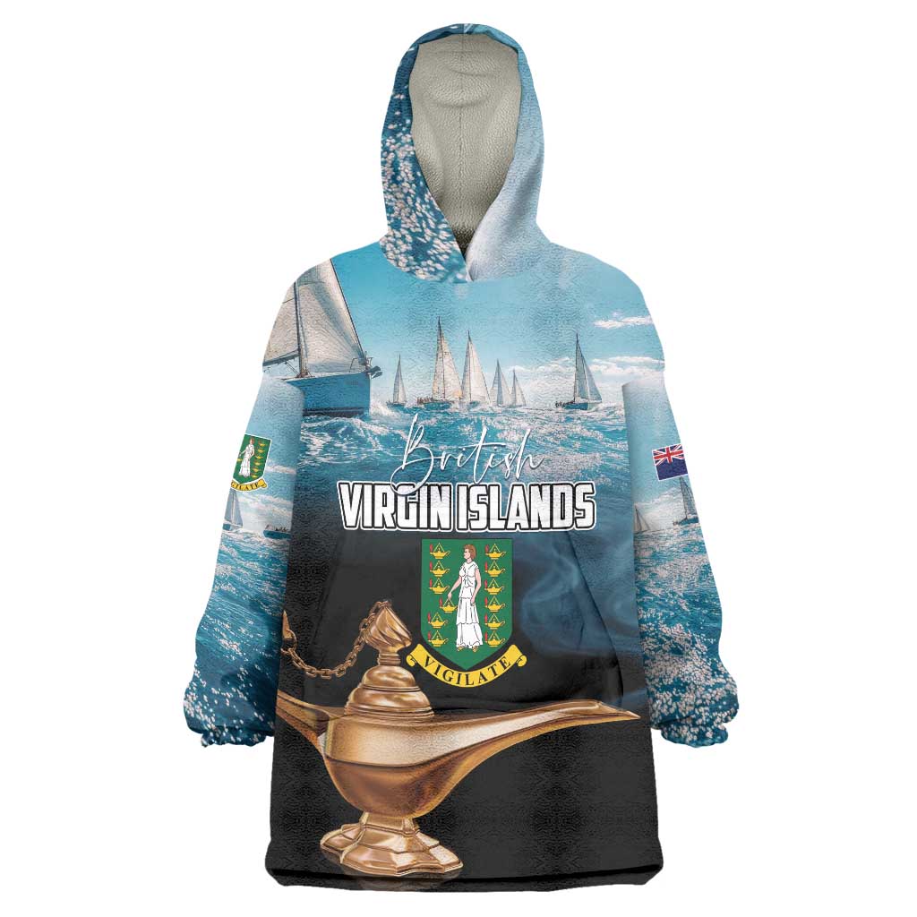 Personalised British Virgin Islands Wearable Blanket Hoodie Vigilate Golden Lamps - Wonder Print Shop