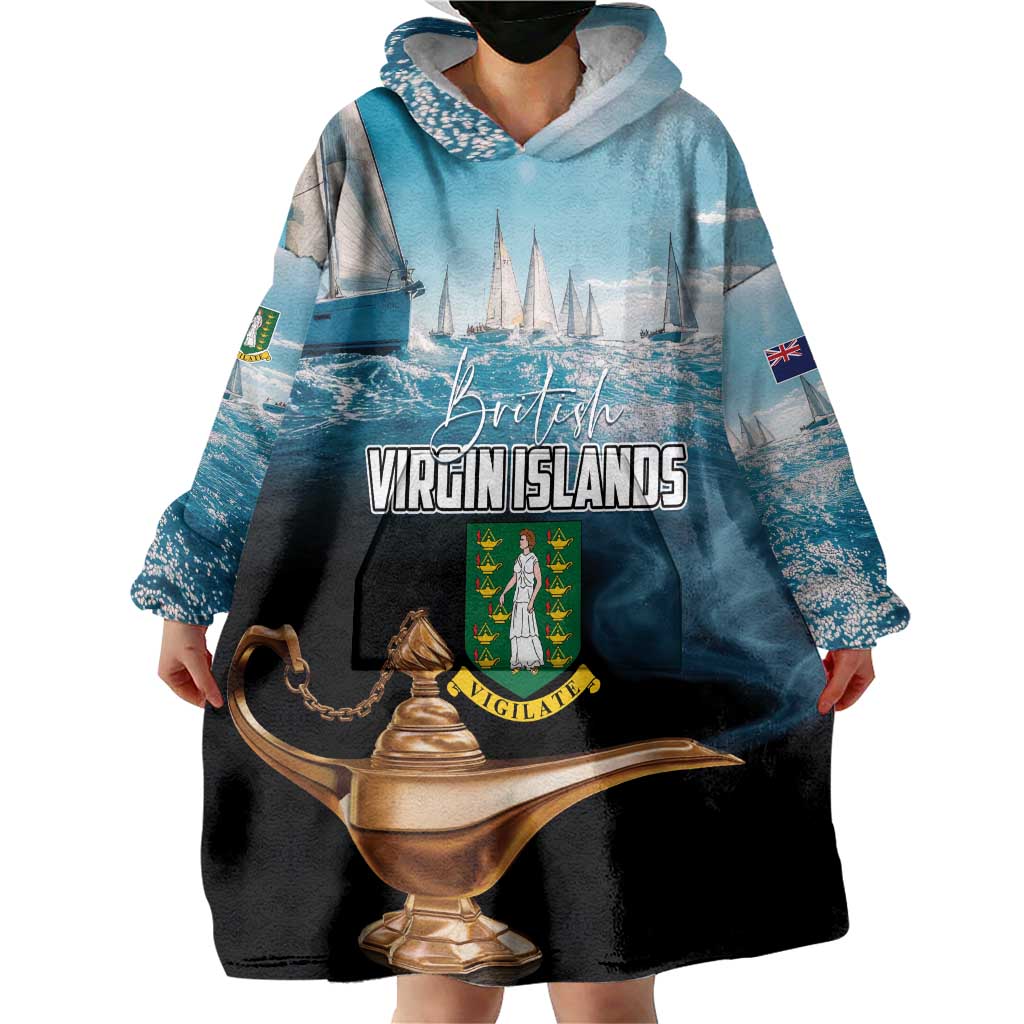 Personalised British Virgin Islands Wearable Blanket Hoodie Vigilate Golden Lamps - Wonder Print Shop