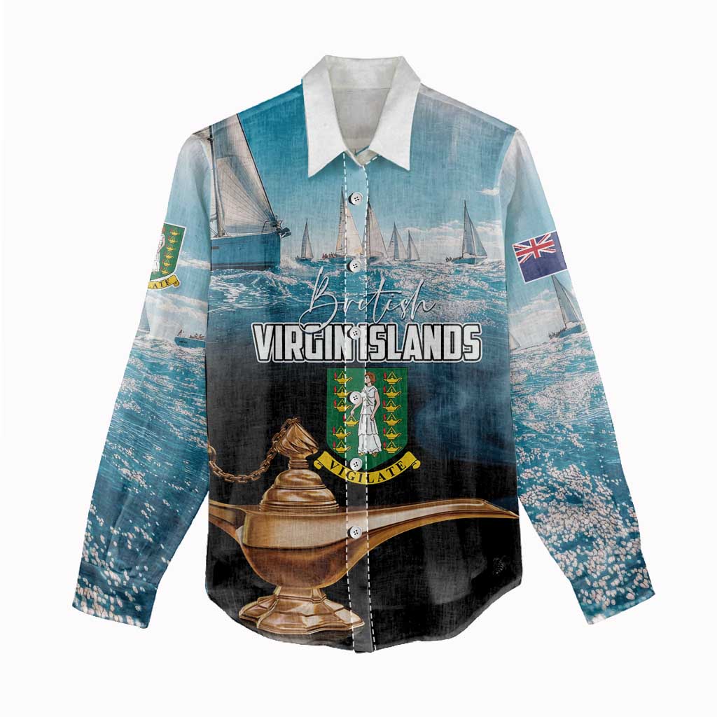 Personalised British Virgin Islands Women Casual Shirt Vigilate Golden Lamps - Wonder Print Shop