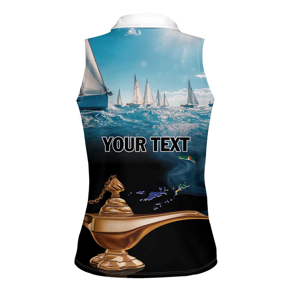 Personalised British Virgin Islands Women Sleeveless Polo Shirt Vigilate Golden Lamps - Wonder Print Shop