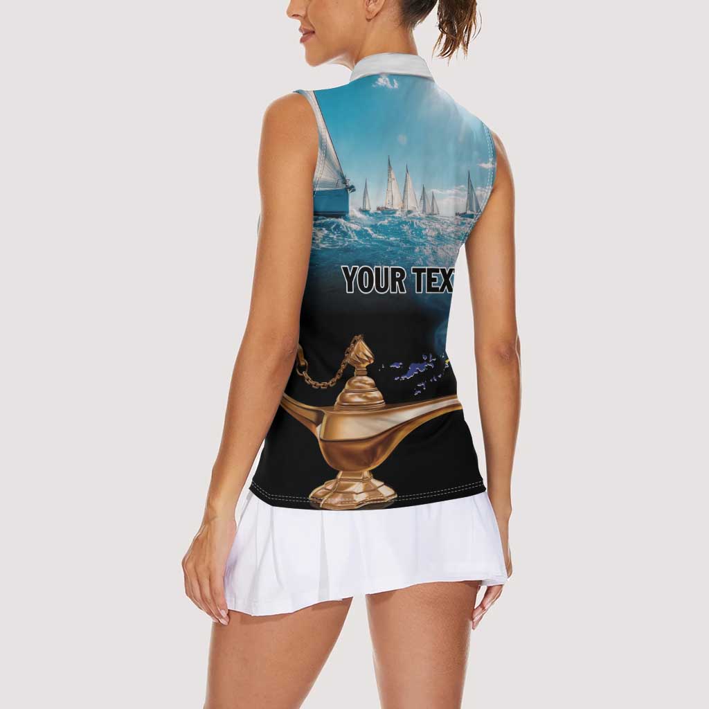 Personalised British Virgin Islands Women Sleeveless Polo Shirt Vigilate Golden Lamps - Wonder Print Shop