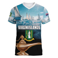 Personalised British Virgin Islands Women V-Neck T-Shirt Vigilate Golden Lamps - Wonder Print Shop