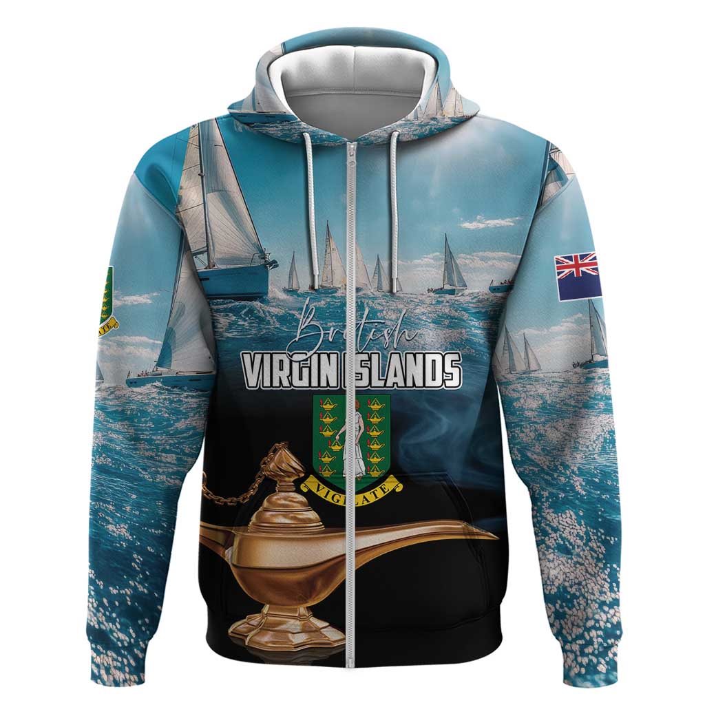 Personalised British Virgin Islands Zip Hoodie Vigilate Golden Lamps - Wonder Print Shop