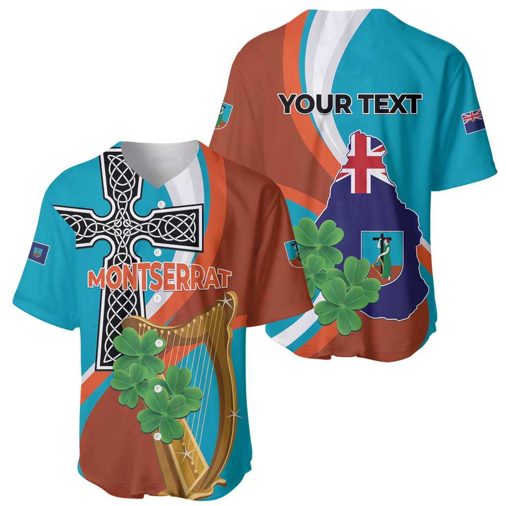 Personalised Montserrat Baseball Jersey Gold Harp And Black Cross