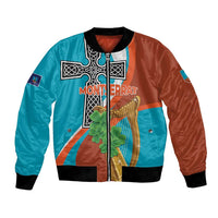 Personalised Montserrat Bomber Jacket Gold Harp And Black Cross