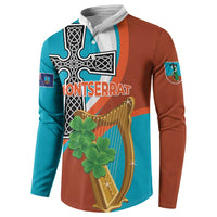 Personalised Montserrat Button Sweatshirt Gold Harp And Black Cross