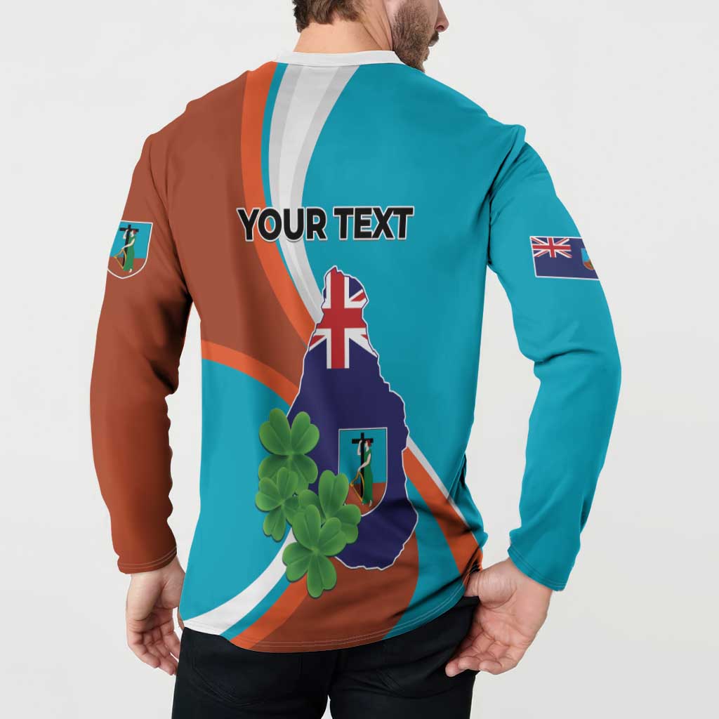 Personalised Montserrat Button Sweatshirt Gold Harp And Black Cross