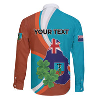 Personalised Montserrat Family Matching Long Sleeve Bodycon Dress and Hawaiian Shirt Gold Harp And Black Cross - Wonder Print Shop