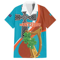 Personalised Montserrat Family Matching Short Sleeve Bodycon Dress and Hawaiian Shirt Gold Harp And Black Cross - Wonder Print Shop