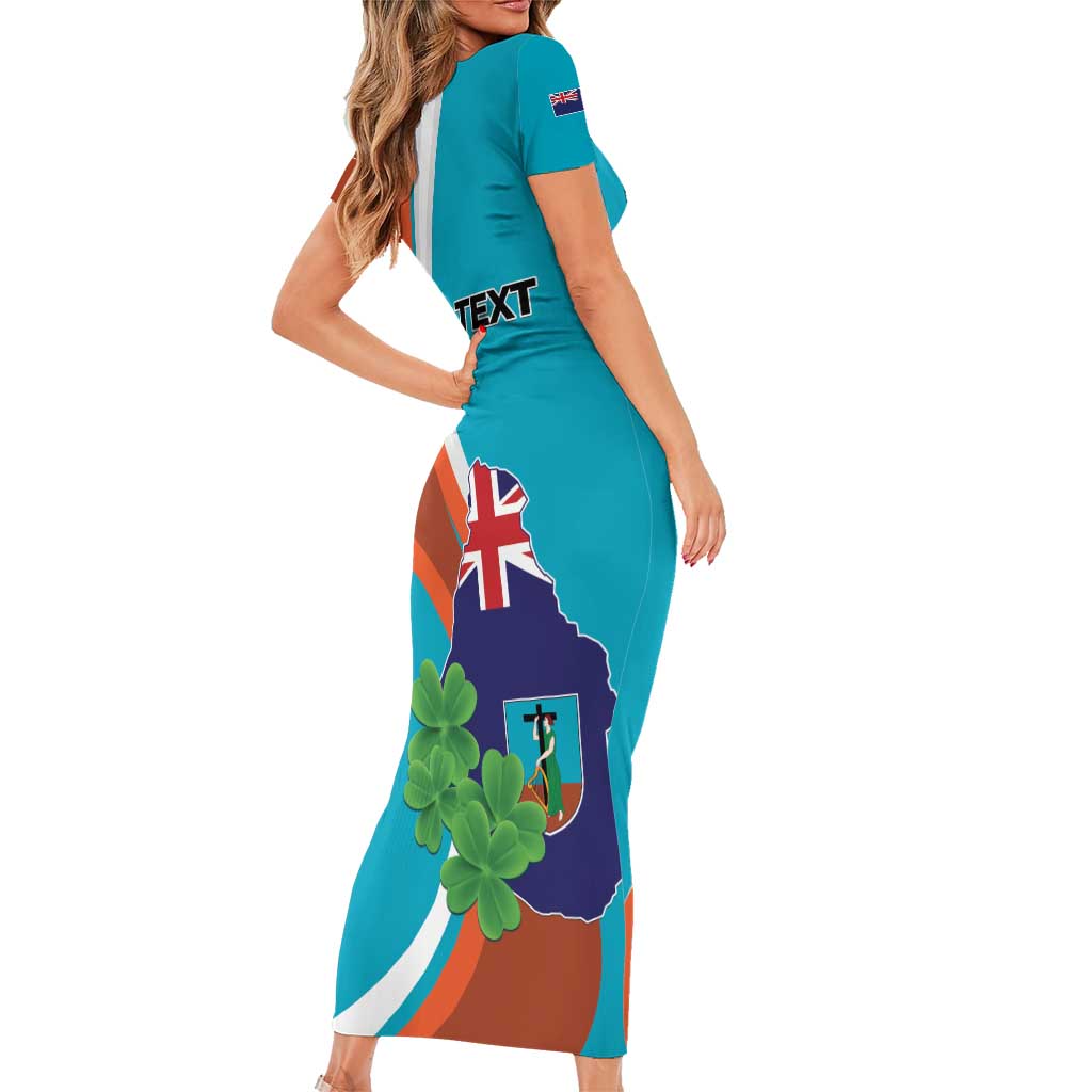 Personalised Montserrat Family Matching Short Sleeve Bodycon Dress and Hawaiian Shirt Gold Harp And Black Cross - Wonder Print Shop