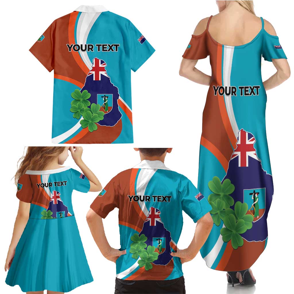 Personalised Montserrat Family Matching Summer Maxi Dress and Hawaiian Shirt Gold Harp And Black Cross - Wonder Print Shop