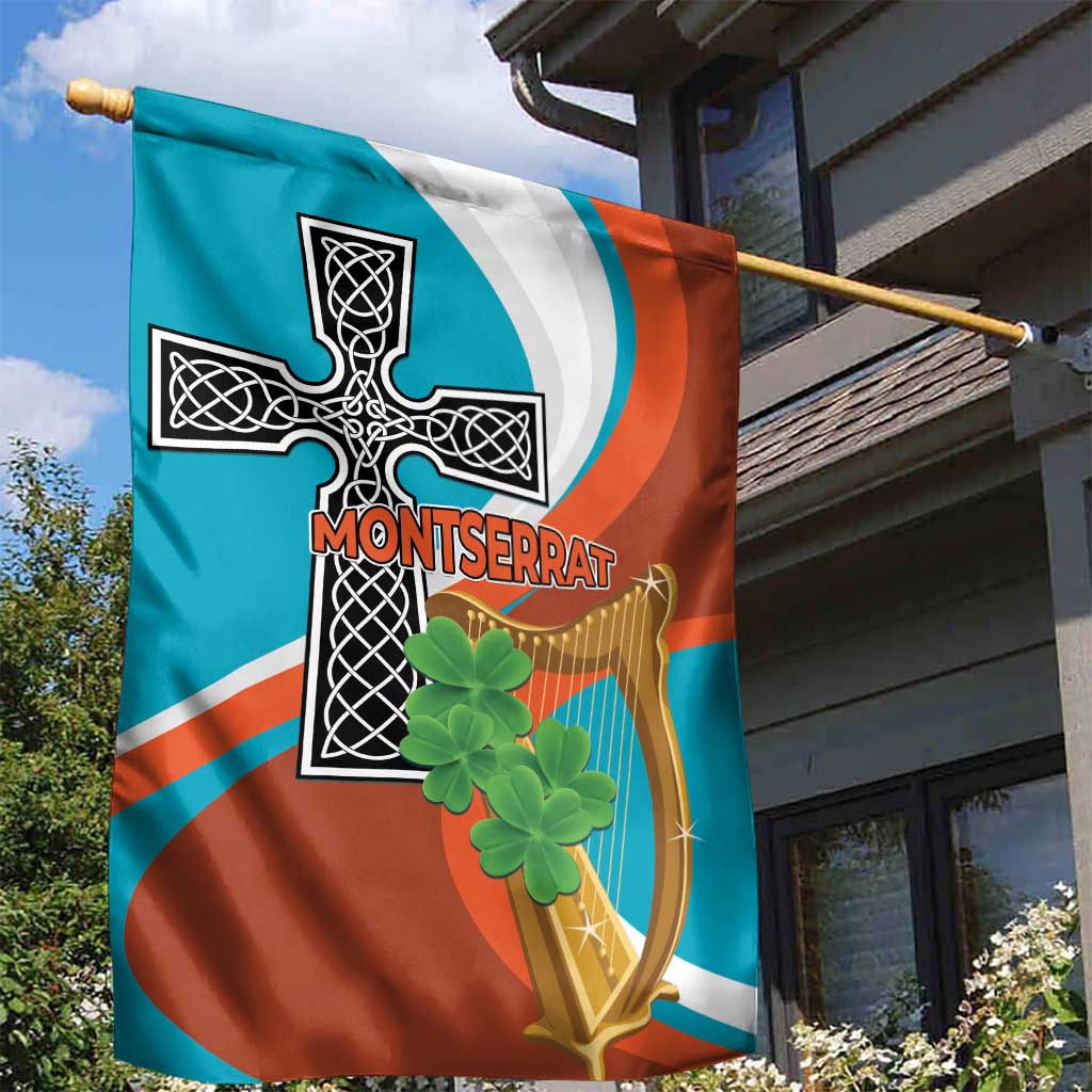 Montserrat Garden Flag Gold Harp And Black Cross - Wonder Print Shop