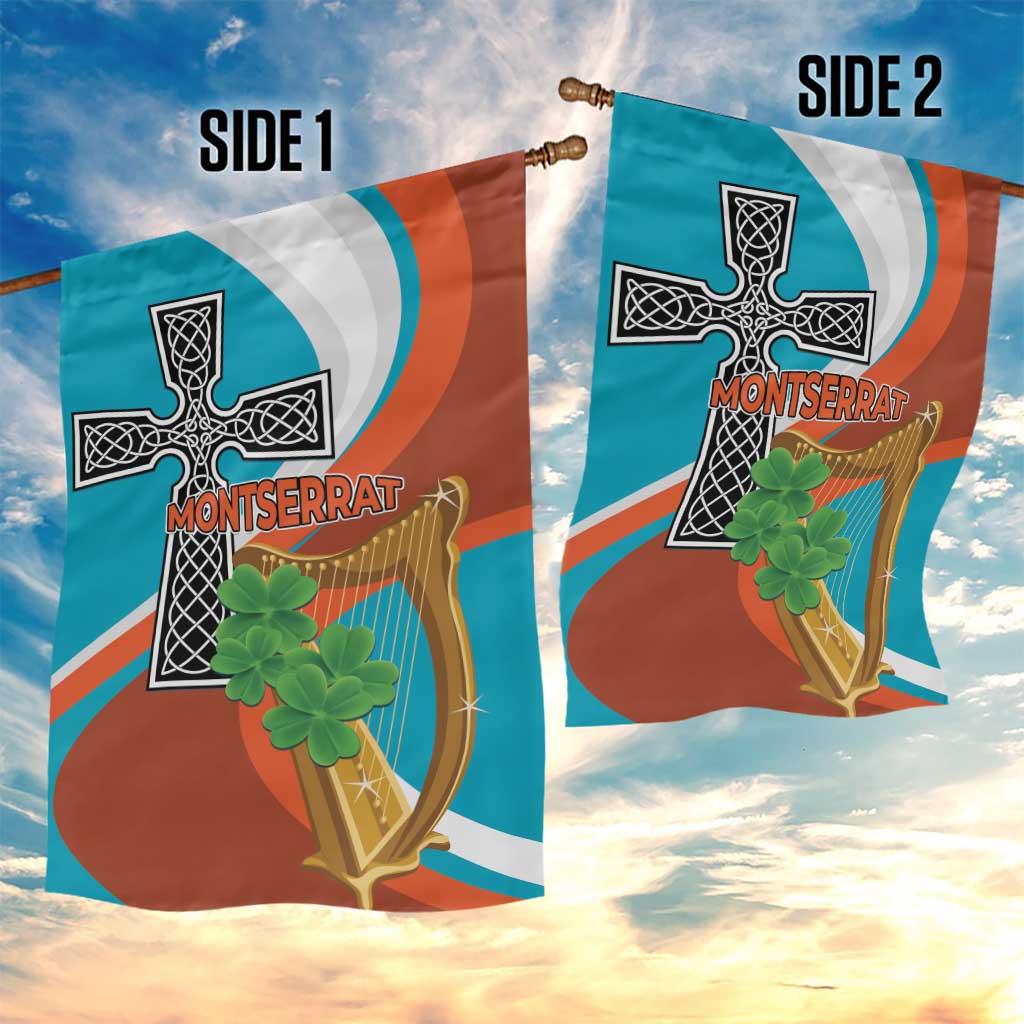 Montserrat Garden Flag Gold Harp And Black Cross - Wonder Print Shop