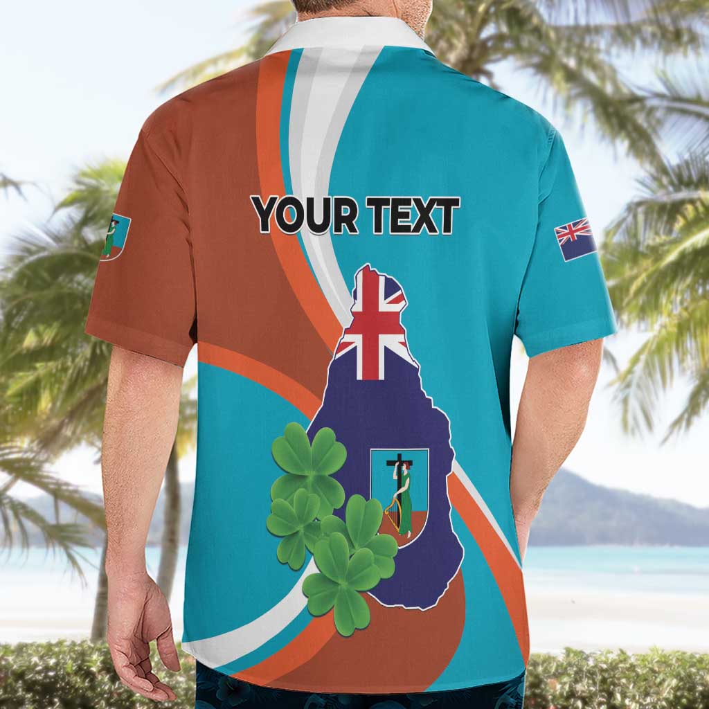 Personalised Montserrat Hawaiian Shirt Gold Harp And Black Cross - Wonder Print Shop