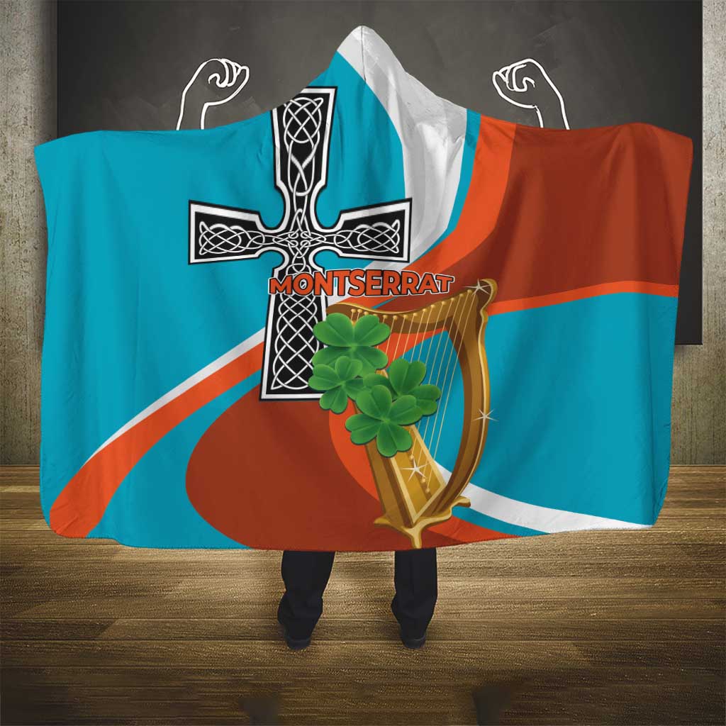 Montserrat Hooded Blanket Gold Harp And Black Cross - Wonder Print Shop