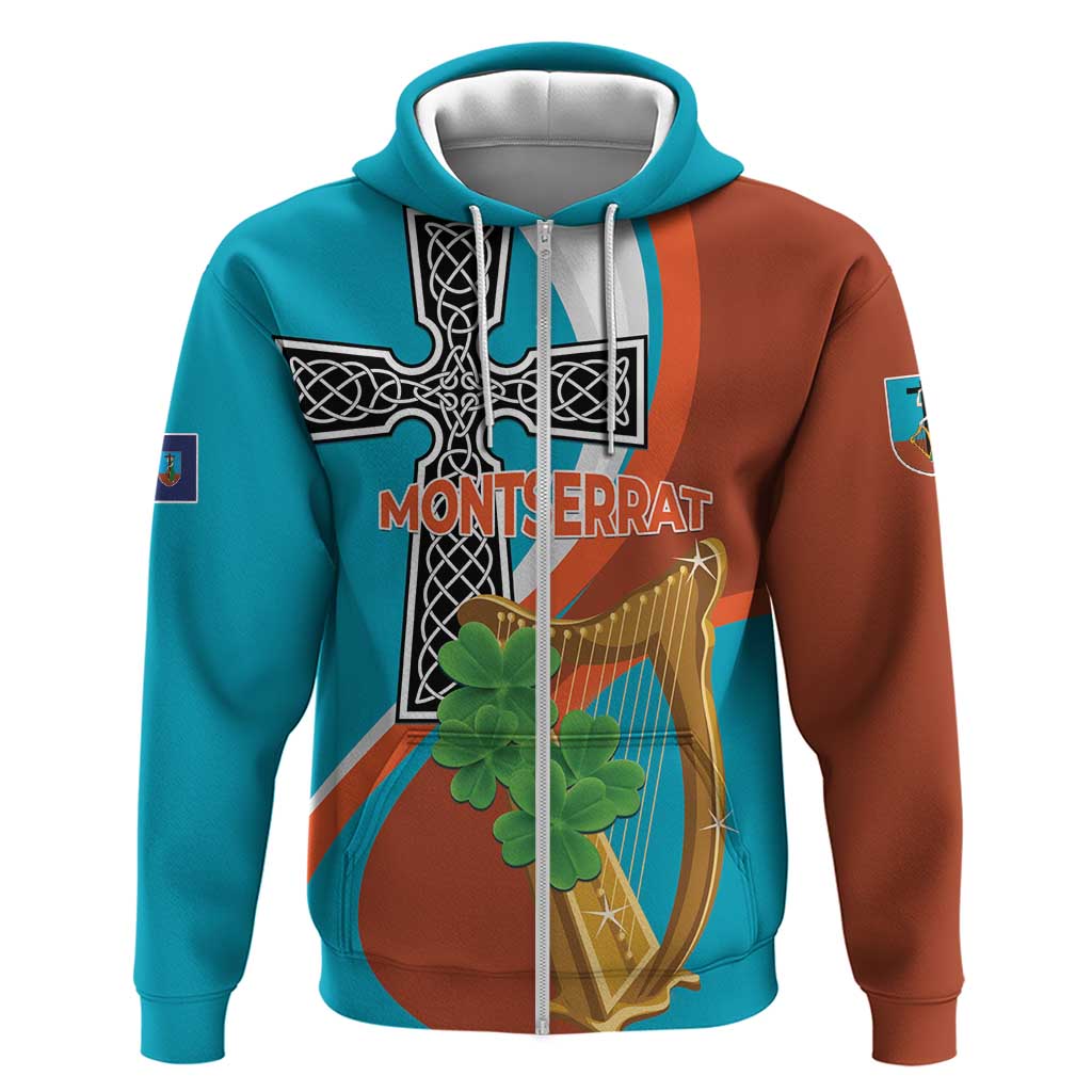 Personalised Montserrat Hoodie Gold Harp And Black Cross - Wonder Print Shop