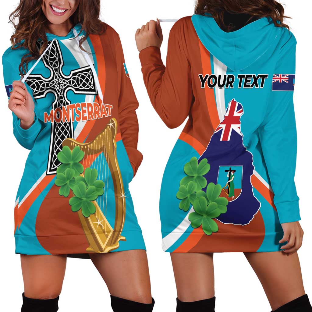 Personalised Montserrat Hoodie Dress Gold Harp And Black Cross - Wonder Print Shop