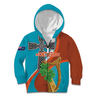 Personalised Montserrat Kid Hoodie Gold Harp And Black Cross - Wonder Print Shop