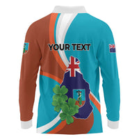 Personalised Montserrat Long Sleeve Polo Shirt Gold Harp And Black Cross - Wonder Print Shop