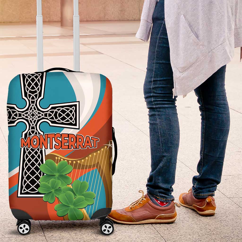 Montserrat Luggage Cover Gold Harp And Black Cross - Wonder Print Shop