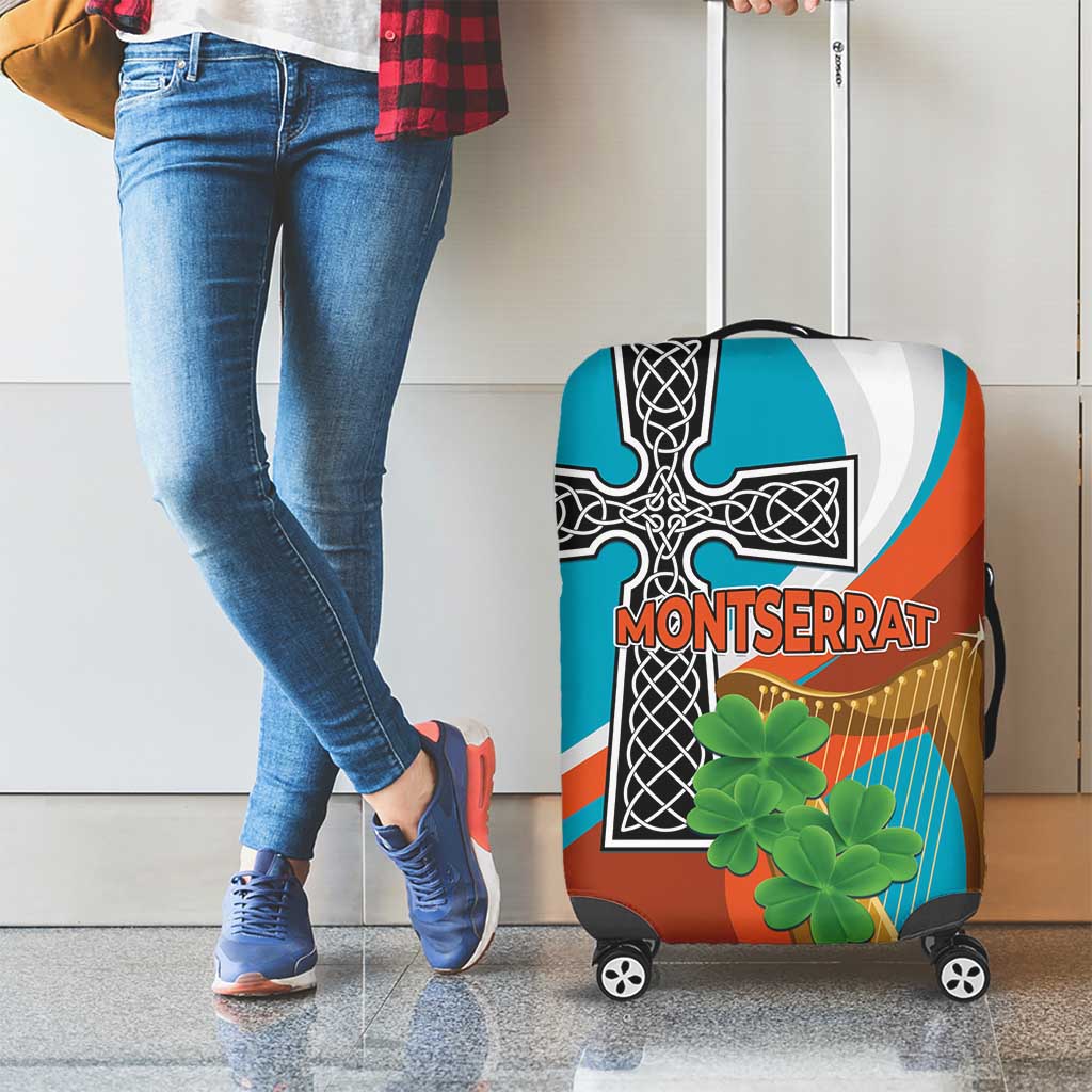 Montserrat Luggage Cover Gold Harp And Black Cross - Wonder Print Shop