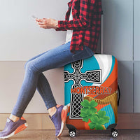 Montserrat Luggage Cover Gold Harp And Black Cross - Wonder Print Shop